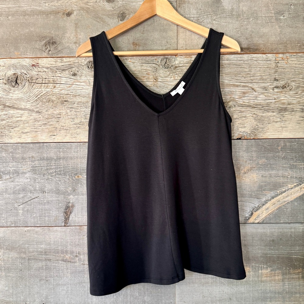 Daily Ritual Jersey V-Neck Tank Top S Black Cropped Stretch Everyday Minimalist